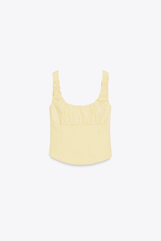 Butter Glow Ruched Corset Top