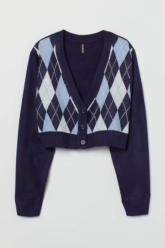 Argyle Knit Cropped Top