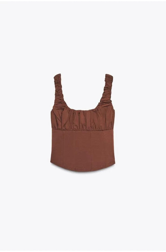 Mocha Muse Ruched Corset Top
