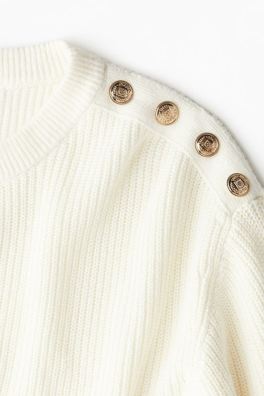 Button-Detail Ribbed Knit Top
