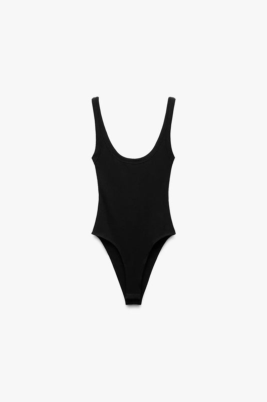 RIBBED COTTON BODYSUITS TOP