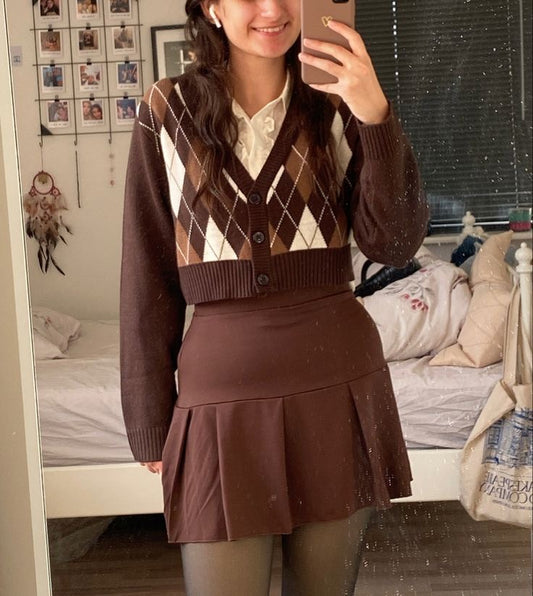 Argyle Knit Cropped Top