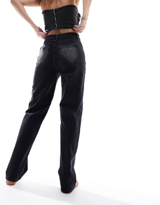 Heart Pocket Straight leg jeans