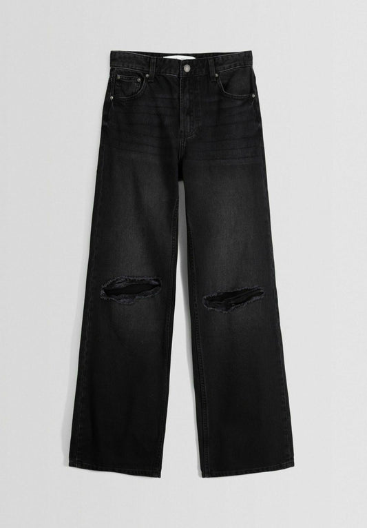 High Rise Knee cut Wide leg jeans