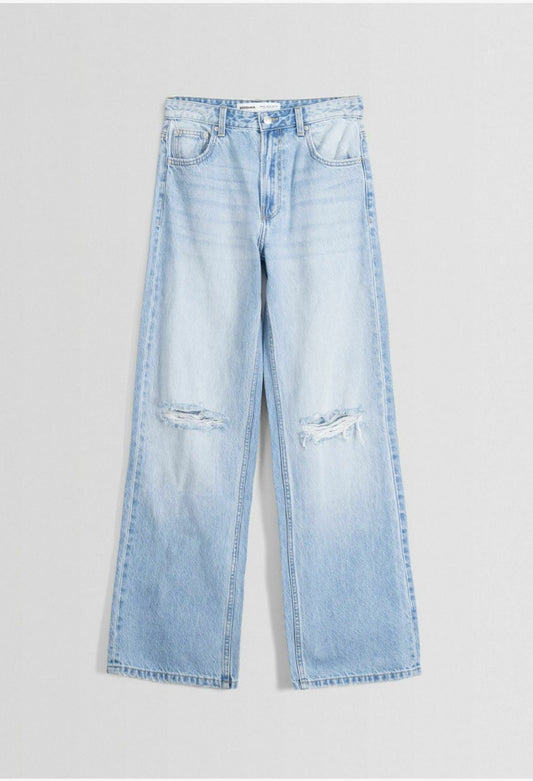 High Rise Knee cut Wide leg jeans