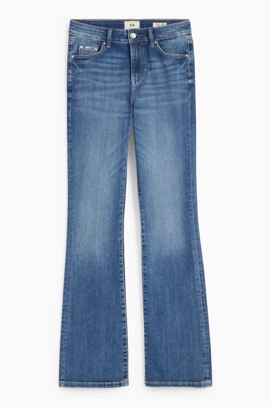 High rise boot leg denim