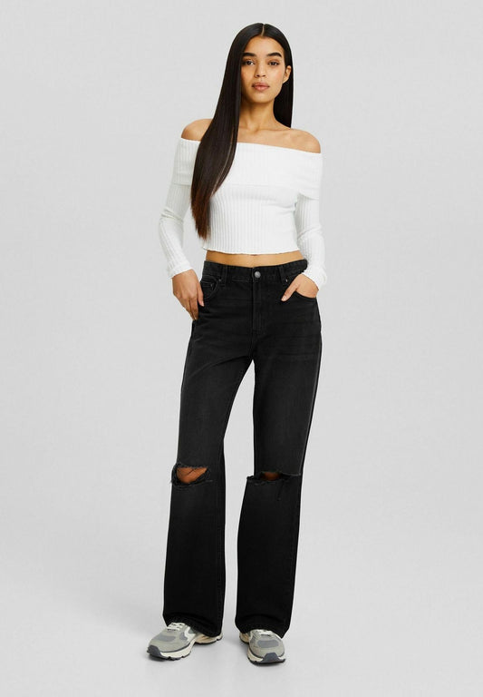 High Rise Knee cut Wide leg