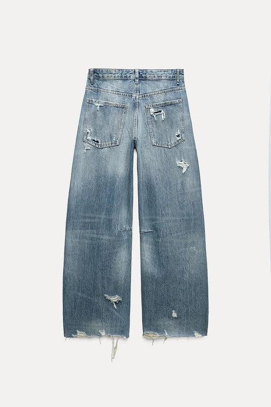 Baggy ripped wide leg jeans