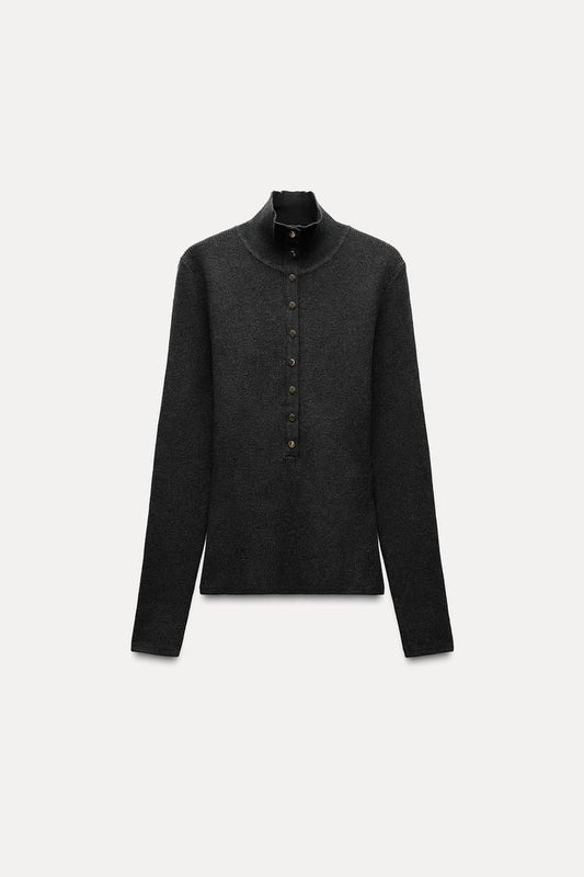 Knitted High Neck Top