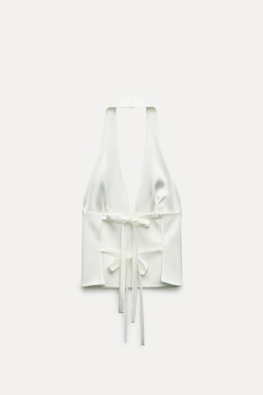 Satin Halter Tie Top