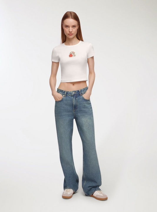 Middle Blue denim leg Overdyed Jeans