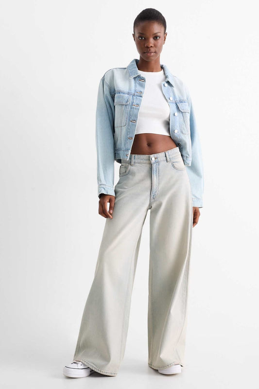 High waist wide leg denim