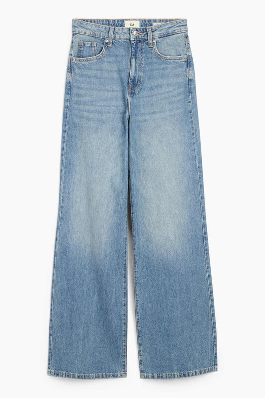High rise wide leg denim