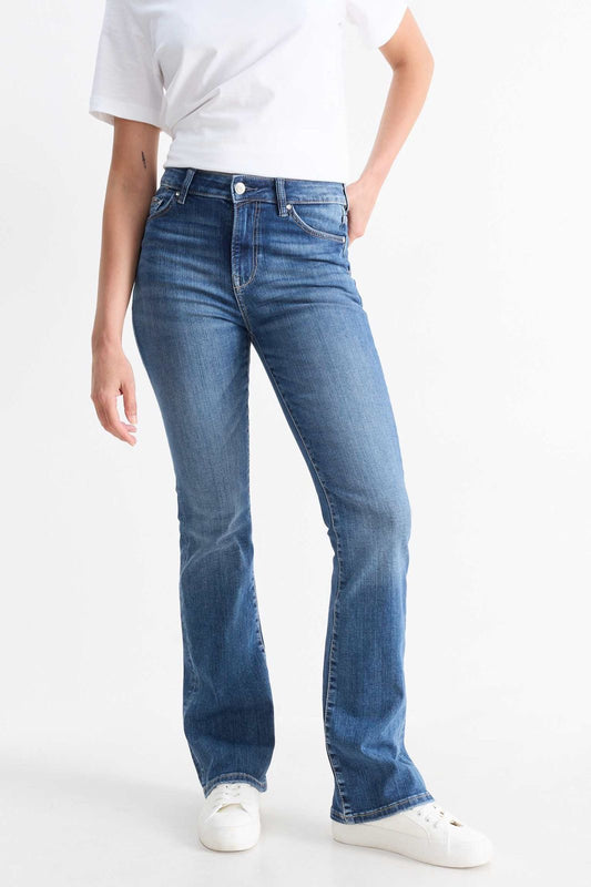 High rise boot leg denim