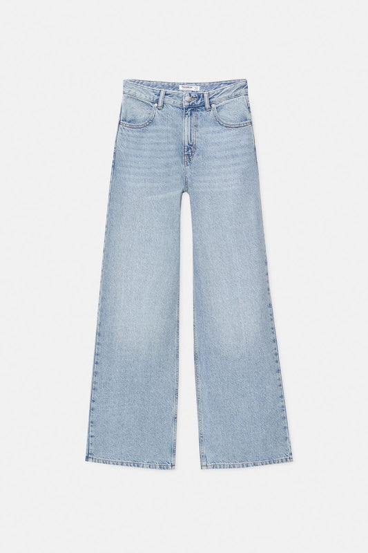 High rise wide leg denim
