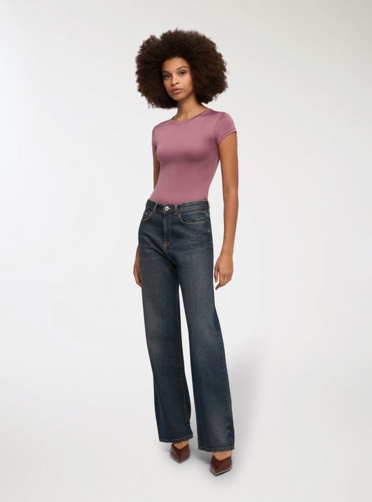 Overdyed straight-leg jeans Middle blue denim
