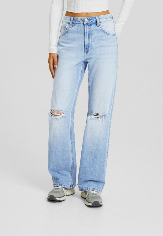 High Rise Knee cut Wide leg jeans