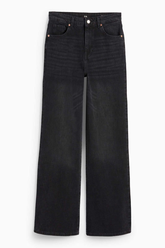 High rise wide leg denim