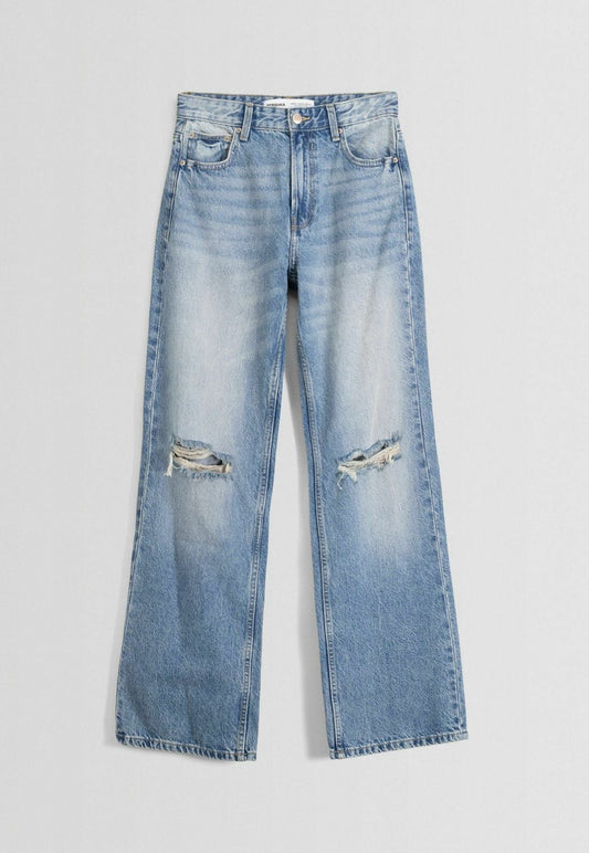 High Rise Knee cut Wide leg jeans