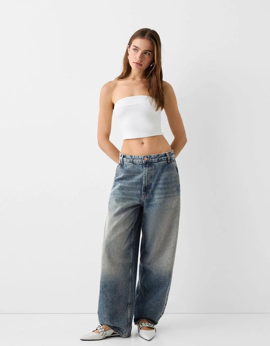Unisex baggy skater jeans Highwaist Dusty blue jeans