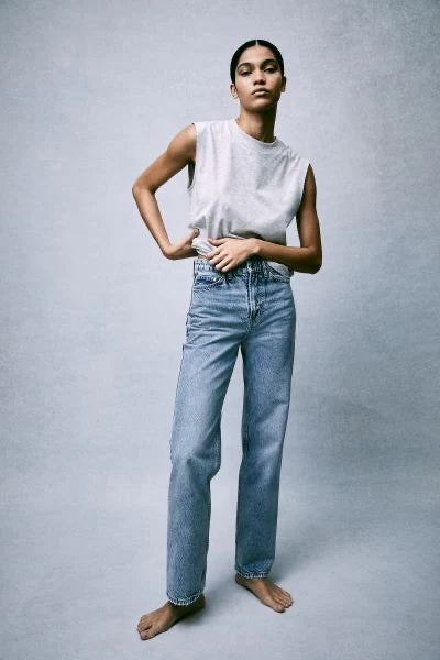 Midblue High Waist wide leg Jeans