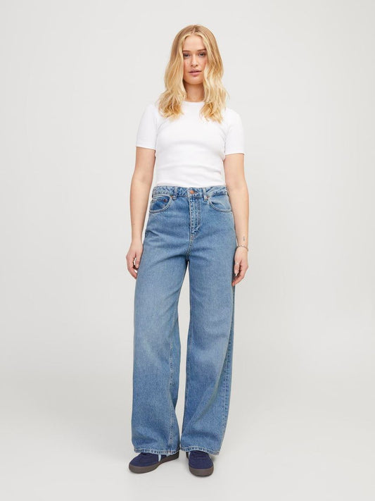 High Rise Wide Leg Jeans Mide Blue