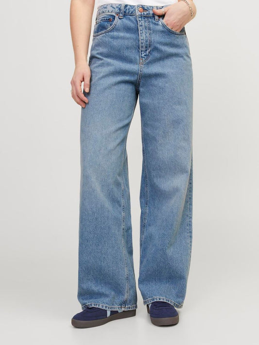 High Rise Wide Leg Jeans Mide Blue