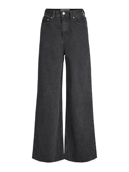 High Rise Wide Leg Jeans Charcoal Black