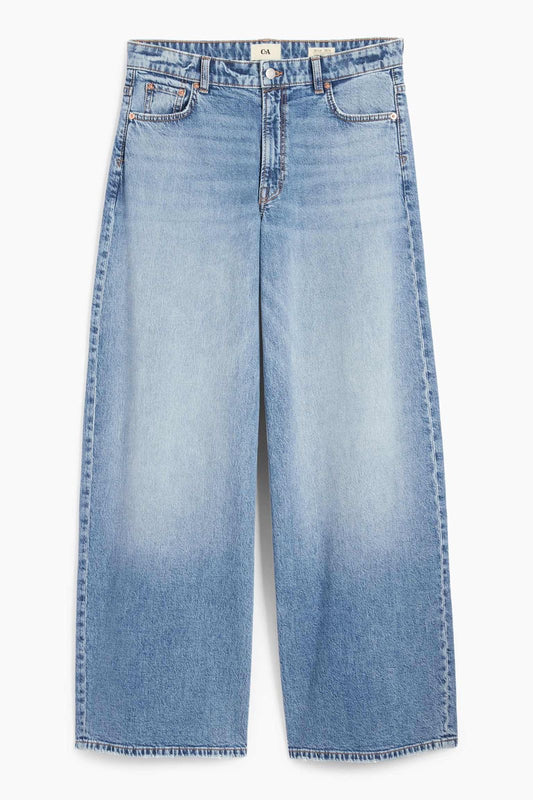 High waist wide leg denim