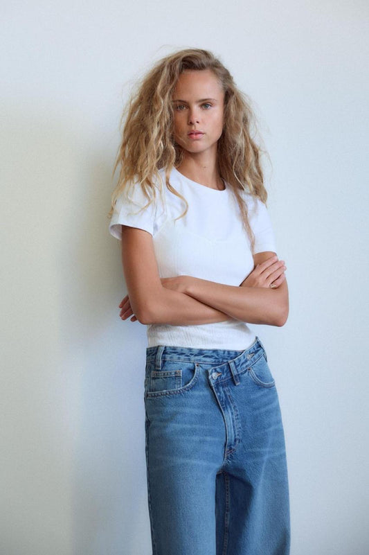 Cross over wide leg Jeans