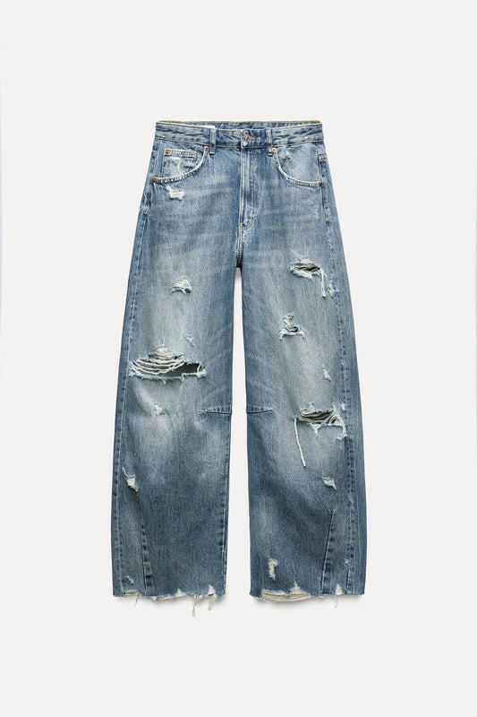Baggy ripped wide leg jeans
