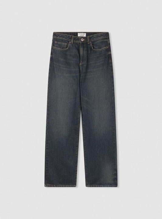 Overdyed straight-leg jeans Middle blue denim