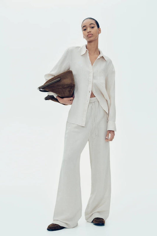 High waist linen Trousers