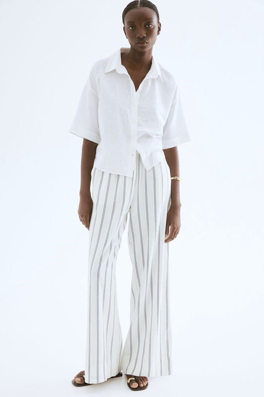 Wide leg linen trousers