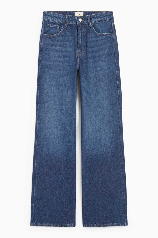 High rise wide leg denim