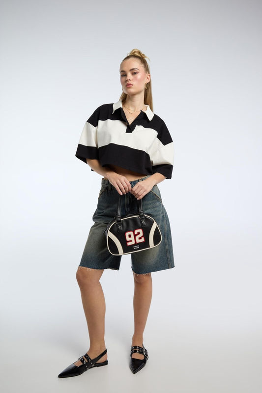 Striped Cropped Polo Top